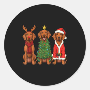 Retro Christmas Vizsla Santa Reindeer Dog Lover  Classic Round Sticker