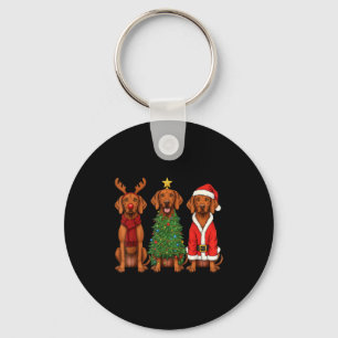 Retro Christmas Vizsla Santa Reindeer Dog Lover  Key Ring