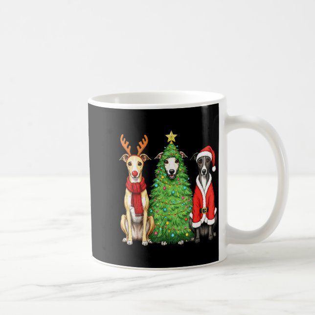 Retro Christmas Whippet Santa Reindeer Dog Lover  Coffee Mug (Right)