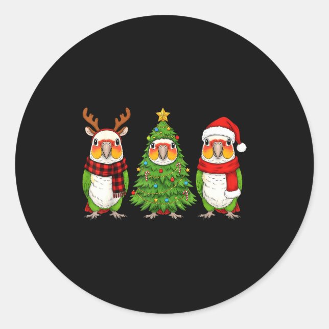 Retro Christmas White Bellied Caique Parrot Santa  Classic Round Sticker (Front)