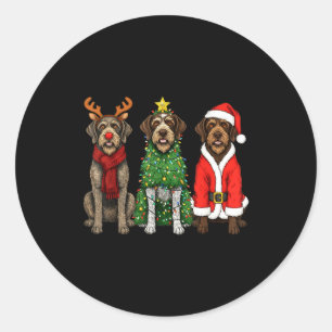 Retro Christmas Wirehaired Inting Griffon Santa Re Classic Round Sticker