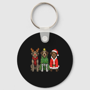 Retro Christmas Wirehaired Inting Griffon Santa Re Key Ring