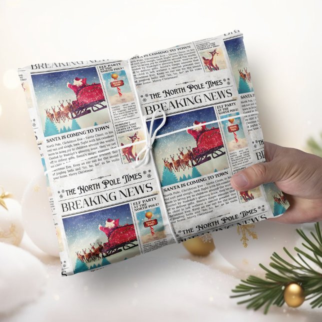 Retro Christmas Wrapping Paper Newspaper Wrap (Christmas Newspaper Wrapping Paper Retro)