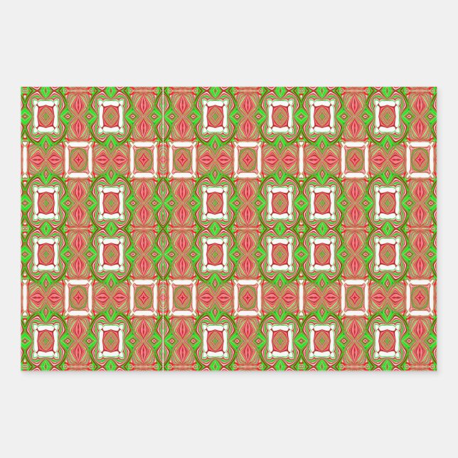 Retro Christmas Wrapping Paper Sheet (Front)
