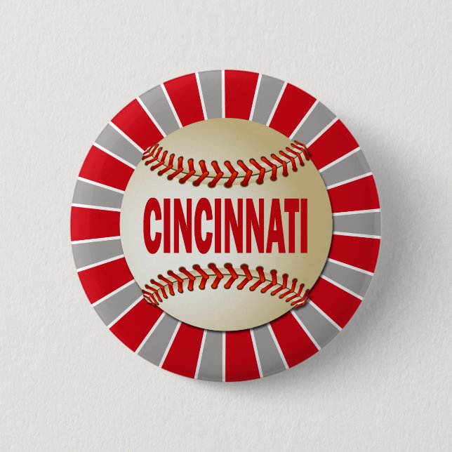 RETRO CINCINNATI BASEBALL 6 CM ROUND BADGE (Front)
