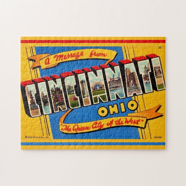 Retro Cincinnati Greeting  Jigsaw Puzzle (Horizontal)