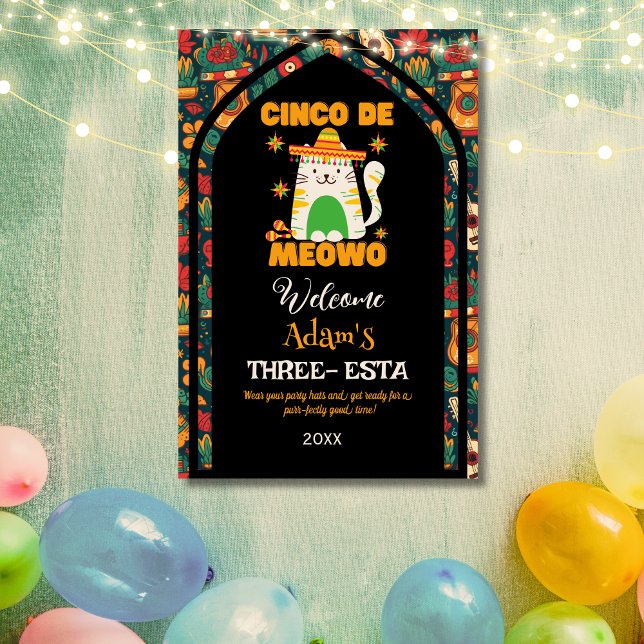 Retro Cinco De Mayo- Cute Cat Three-esta Welcome Photo Print (Creator Uploaded)
