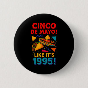 Retro cinco de mayo mexican party 6 cm round badge
