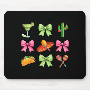 Retro cinco de mayo taco sombrero coquette bow gir mouse pad