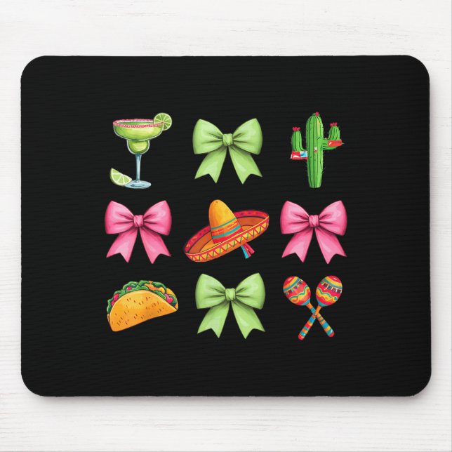 Retro cinco de mayo taco sombrero coquette bow gir mouse pad (Front)
