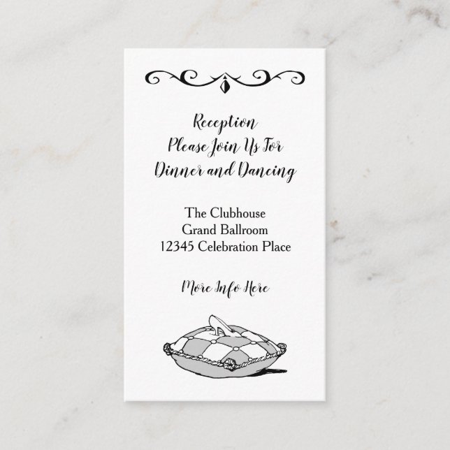 Retro Cinderella Black White Custom Reception Card (Front)