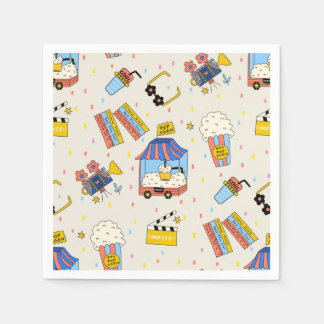 Retro Cinema Movie Night Popcorn Party Napkin
