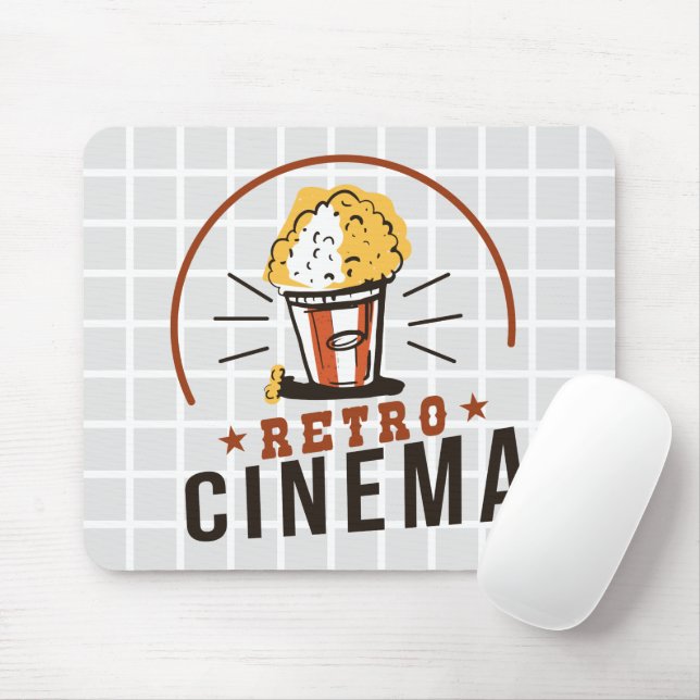 Retro Cinema Popcorn Grid Mouse Pad (With Mouse)