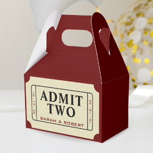 Retro Cinema Theatre Admit Two Ticket Wedding Favour Box