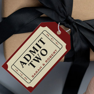 Retro Cinema Theatre Admit Two Ticket Wedding Gift Tags