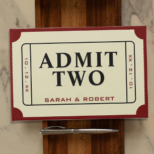 Retro Cinema Theatre Admit Two Ticket Wedding Guest Book