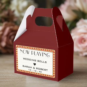 Retro Cinema Theatre Marquee Sign Red Wedding Favour Box