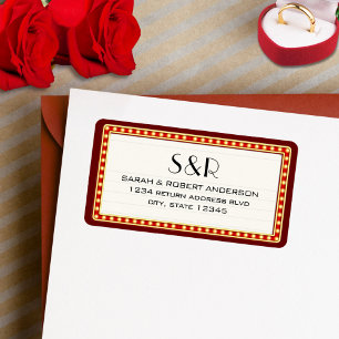 Retro Cinema Theatre Marquee Sign Wedding Address Label