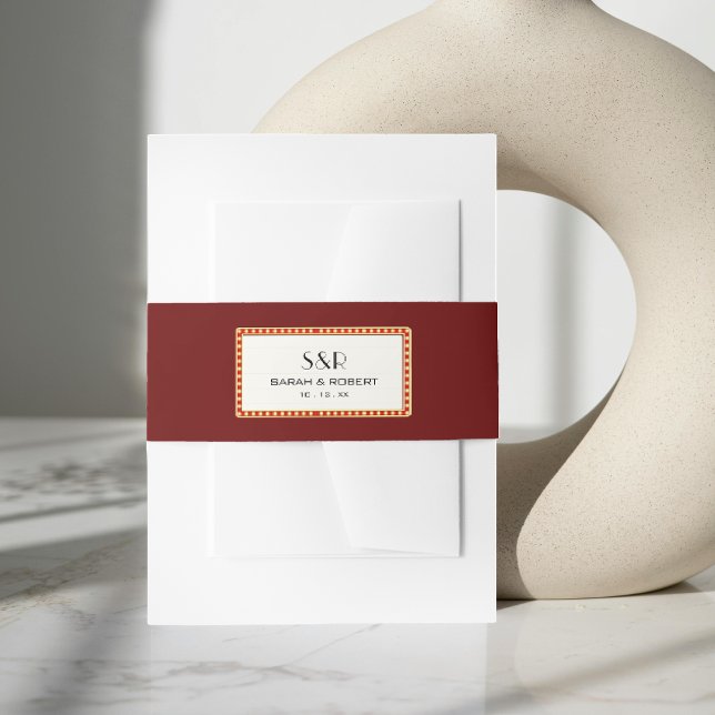 Retro Cinema Theatre Marquee Sign Wedding Invitation Belly Band (Retro Cinema Theater Marquee Sign Wedding Invitation Belly Band)