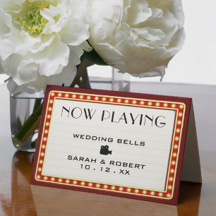 Retro Cinema Theatre Marquee Sign Wedding Thank You Card