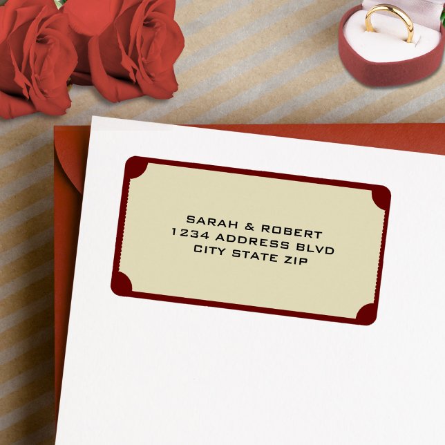 Retro Cinema Theatre Ticket Stub Wedding Address Label (Retro Cinema Theater Ticket Stub Wedding Address Label)