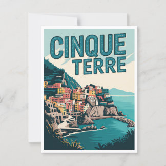 Retro Cinque Terre Hike Design Gift Postcard