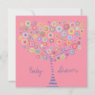Retro Circle Tree Baby Shower Invitation