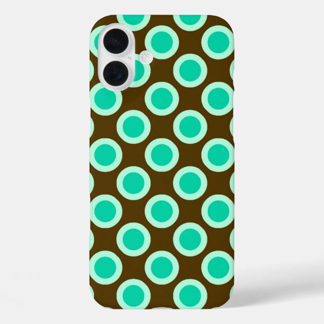 Retro circled dots, brown and turquoise Case-Mate iPhone case (Back)