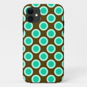 Retro circled dots, brown and turquoise Case-Mate iPhone case