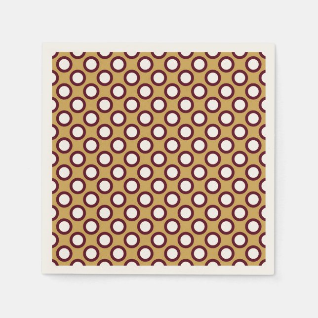 Retro circled dots, caramel, cream and chocolate napkin (Front)