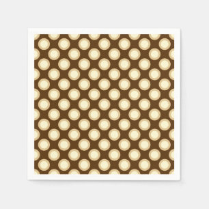 Retro circled dots, chocolate, cream and tan napkin