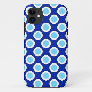 Retro circled dots, cobalt blue and white Case-Mate iPhone case