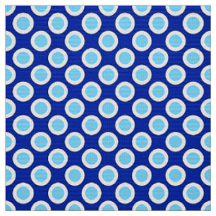 Retro circled dots, cobalt blue and white fabric