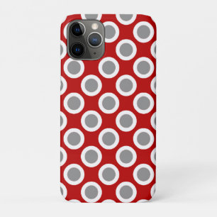 Retro circled dots, deep red and grey Case-Mate iPhone case