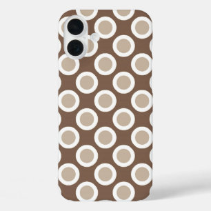 Retro circled dots, shades of taupe tan iPhone 16 plus case