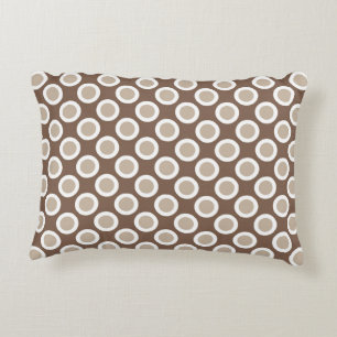 Retro circled dots, shades of taupe tan decorative cushion