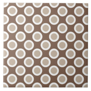 Retro circled dots, shades of taupe tan tile