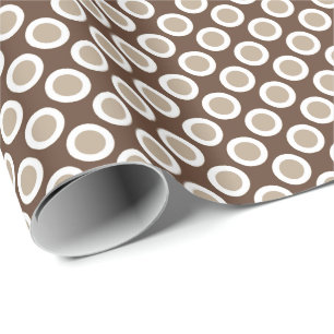 Retro circled dots, shades of taupe tan wrapping paper