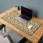 Retro Circles 1960s Pattern Orange Brown Teal Desk Mat<br><div class="desc">This funky 1960s retro style patterned desk mat features circles of brown,  teal blue,  white,  and two shades of orange. This is sure to be an eye catcher in your office!</div>