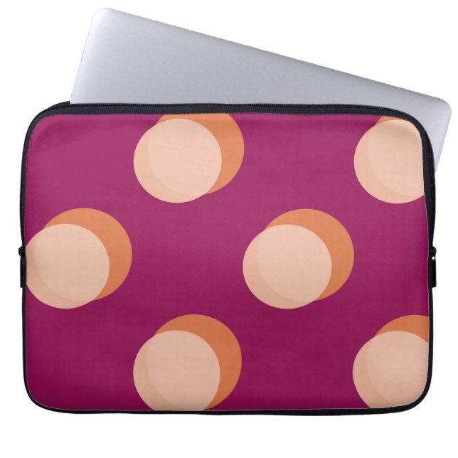 Retro Circles and Shadows Bold Pattern Purple Laptop Sleeve (Front)