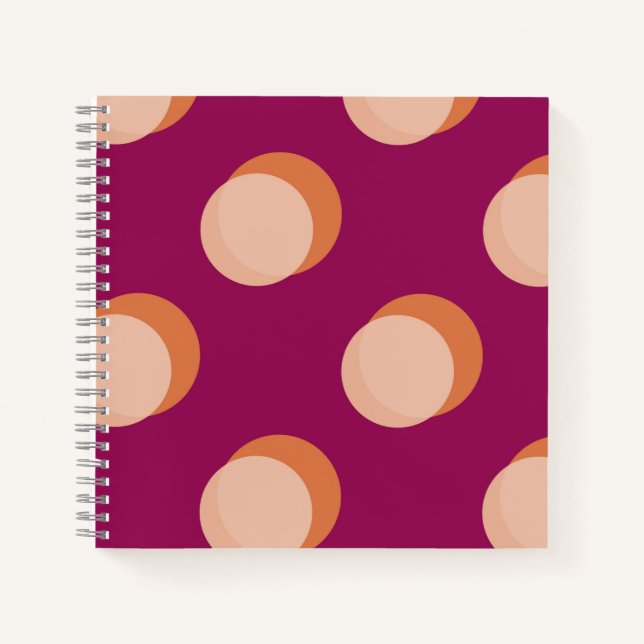Retro Circles and Shadows Bold Pattern Purple Notebook (Front)