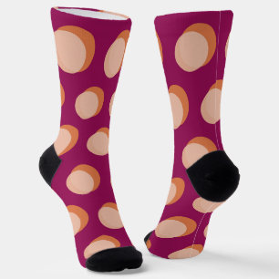 Retro Circles and Shadows Bold Pattern Purple Socks