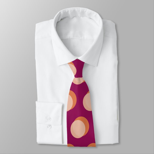 Retro Circles and Shadows Bold Pattern Purple Tie (Tied)