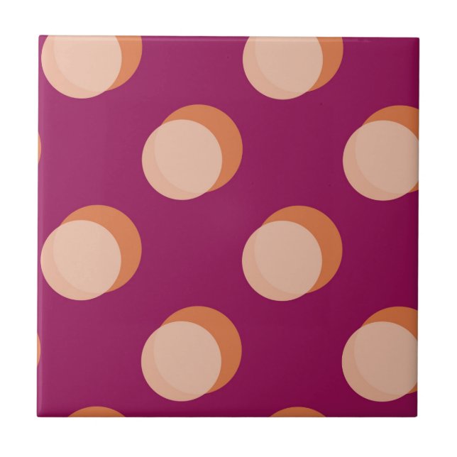 Retro Circles and Shadows Bold Pattern Purple Tile (Front)