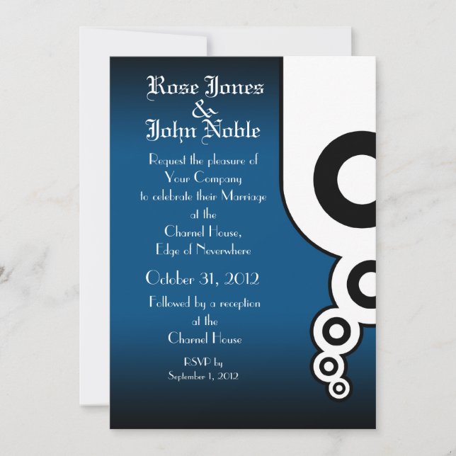 Retro Circles (Blue) Wedding Invitation (Front)