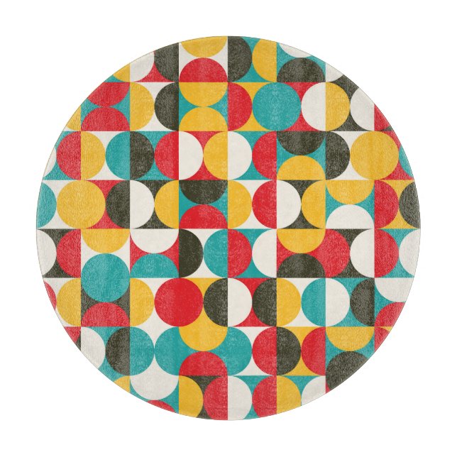 Retro Circles: Colourful Hipster Pattern. Cutting Board (Front)