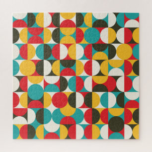 Retro Circles: Colourful Hipster Pattern. Jigsaw Puzzle