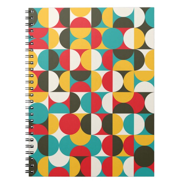 Retro Circles: Colourful Hipster Pattern. Notebook (Front)