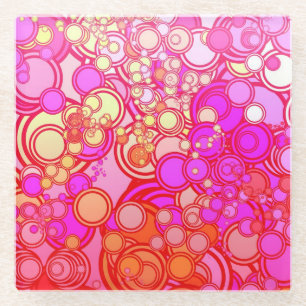 Retro Circles Glass Coaster