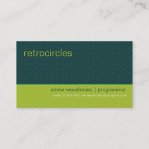 Retro Circles Green & Teal Business Card